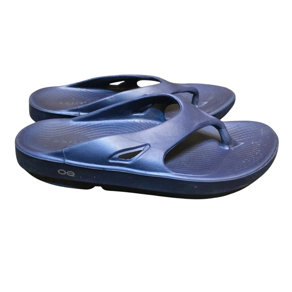 OOFOS OOriginal Navy Blue Recovery Sandals Mens 11‎ Womens 13 Flip Flops EU 44